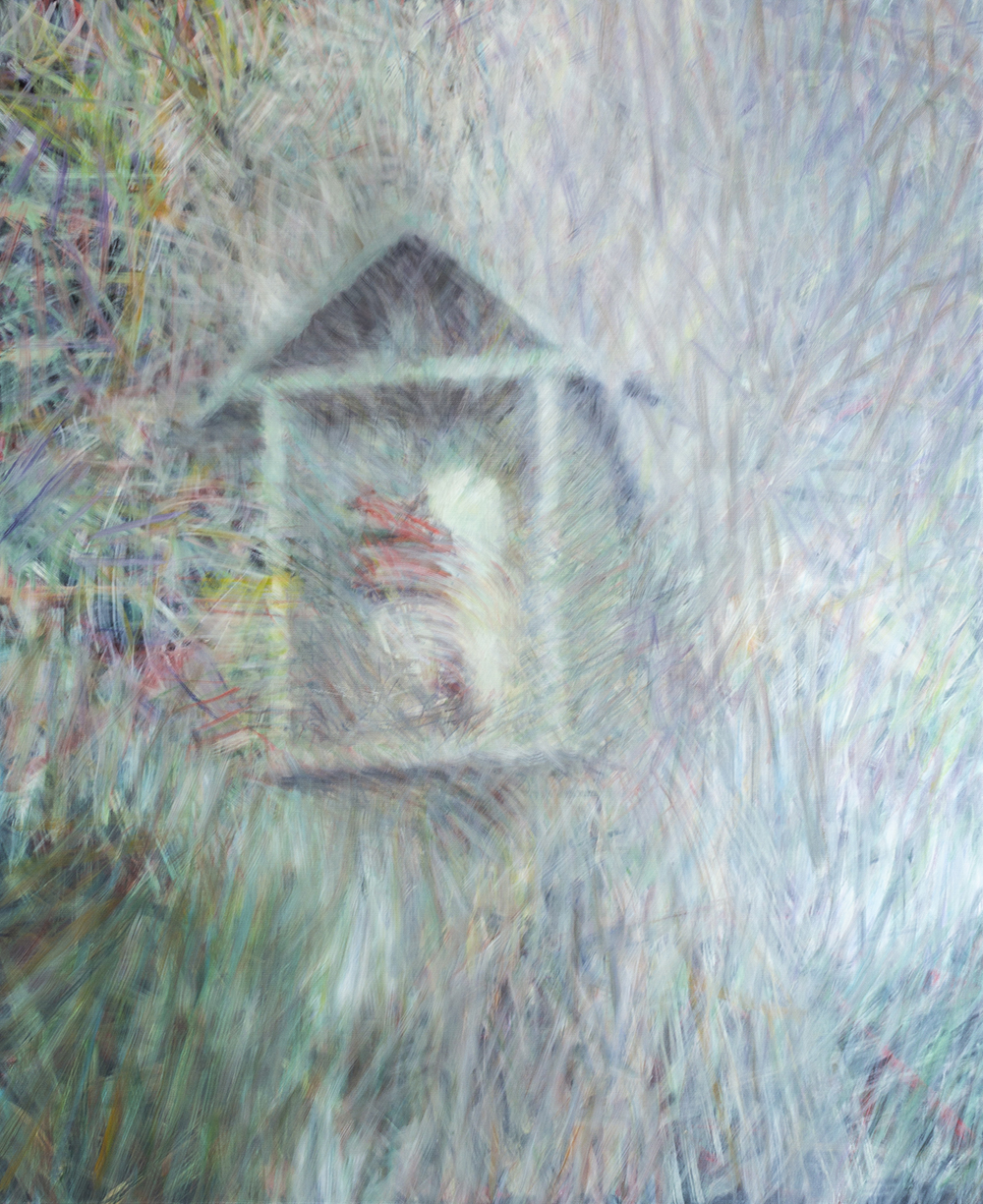 Norman Leto, Chapel, 2022, olie p&aring; l&aelig;rred, 110 x 90 cm, signeret Small.